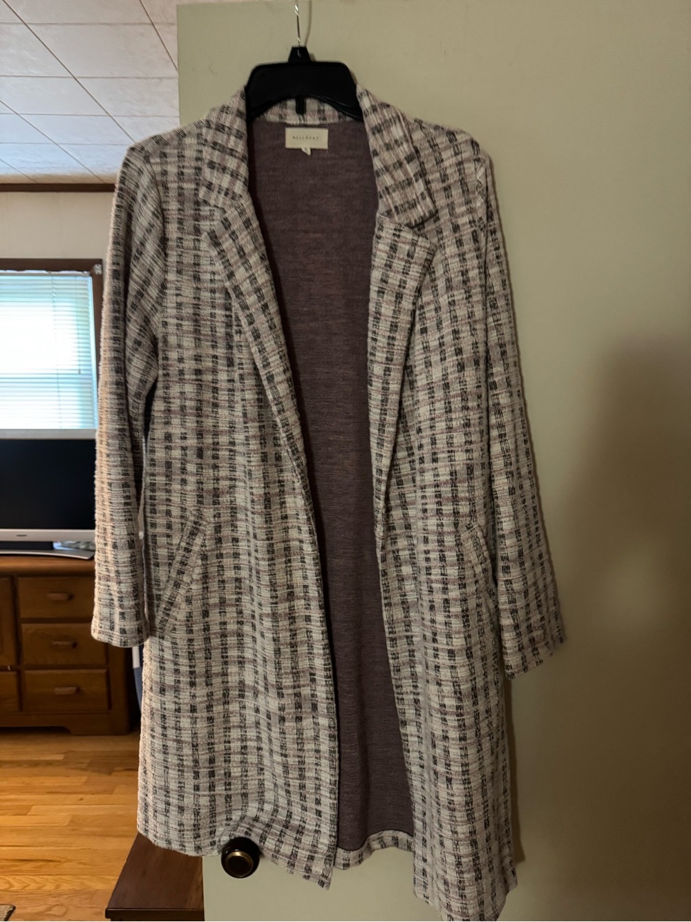 MELLODAY Taupe Knit Open Cardigan